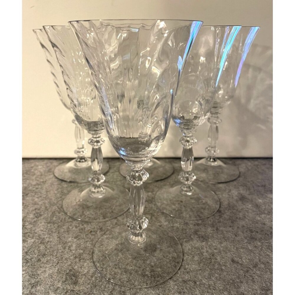 6 Caprice Clear Crystal Wine/water Glasses  7.75" Tall  # 2197